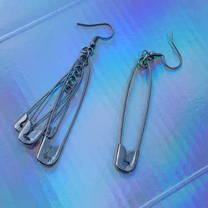 Layered Safety Pin Earrings
